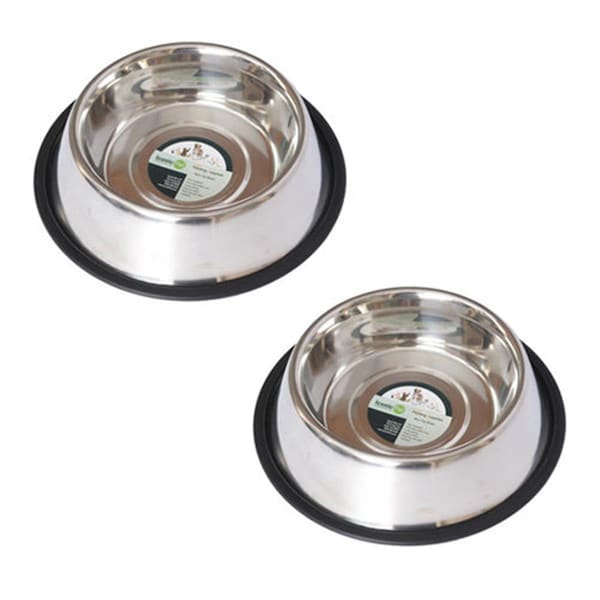 Iconic Pet 8 oz Stainless Steel Non-skid Pet Bowl for Dog Or Cat, 2PK 51411 - main